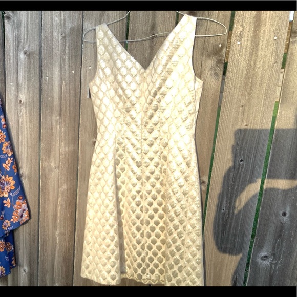 Creamieux cream gold fleck thread dress - Picture 2 of 4